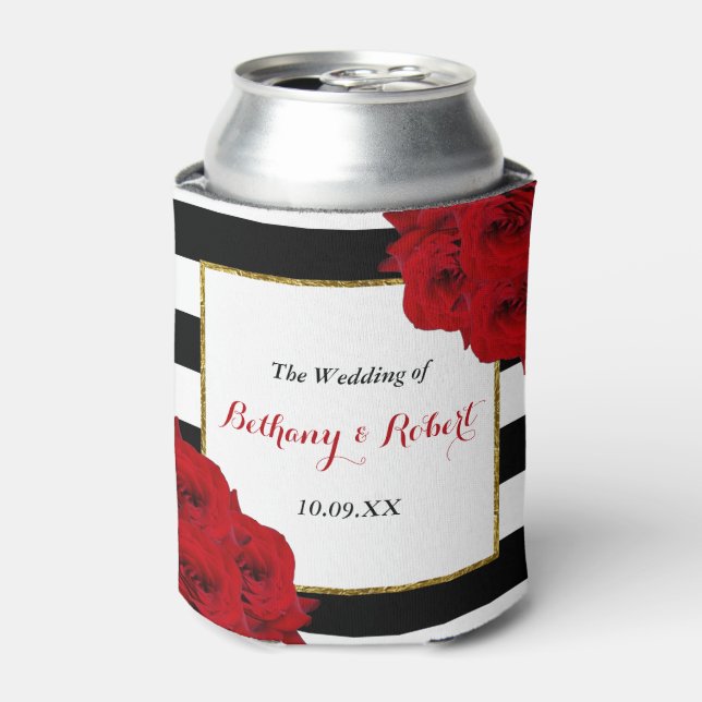 The Chic Modern Luxe Wedding Collection- Red Roses Can Cooler (Can Front)