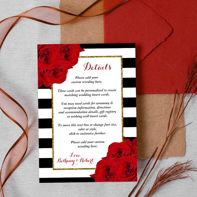 The Chic Modern Luxe Wedding Collection- Red Roses Enclosure Card (Creator Uploaded)