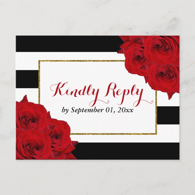 The Chic Modern Luxe Wedding Collection- Red Roses Invitation Postcard (Front)