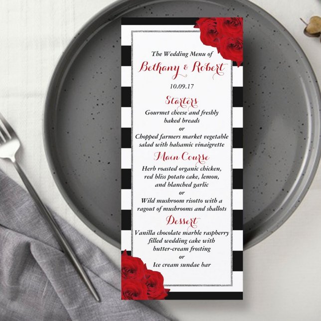 The Chic Modern Luxe Wedding Collection- Red Roses Menu (Creator Uploaded)
