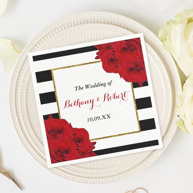The Chic Modern Luxe Wedding Collection- Red Roses Napkin (Creator Uploaded)