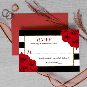 The Chic Modern Luxe Wedding Collection- Red Roses RSVP Card