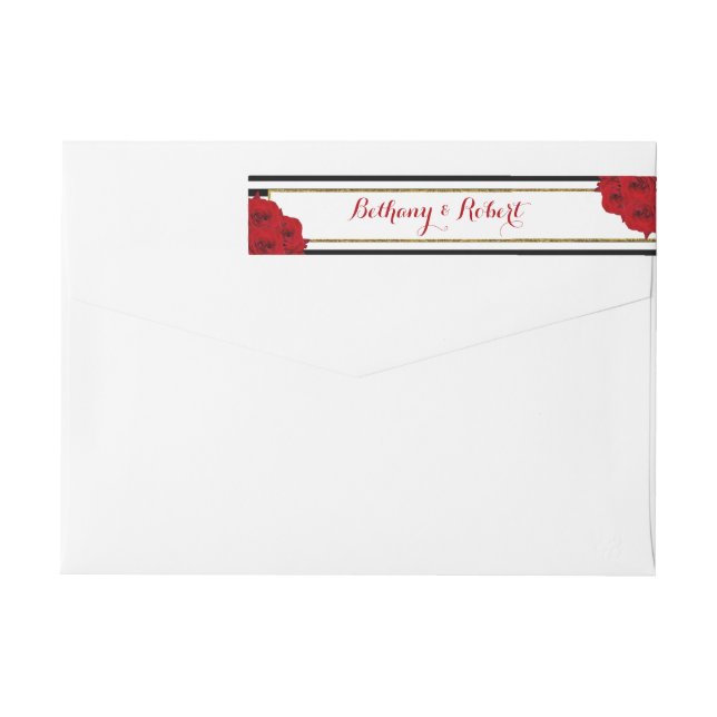 The Chic Modern Luxe Wedding Collection- Red Roses Wrap Around Label (Back)
