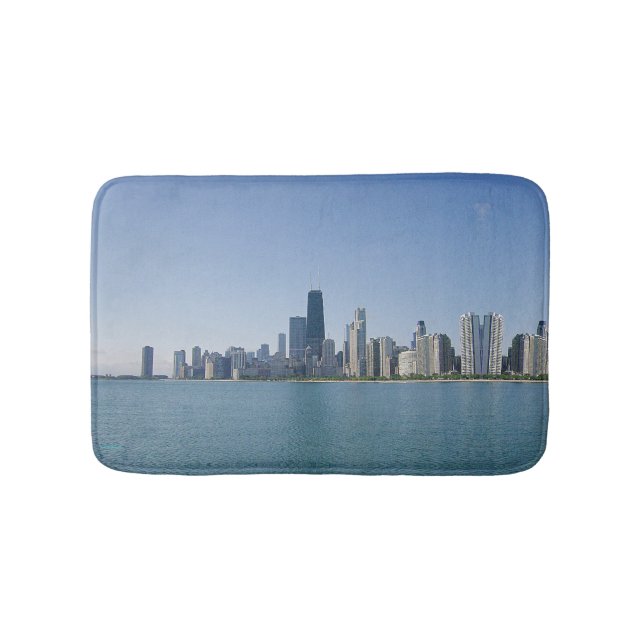 The Chicago Skyline with Mirrored Pattern Bath Mat (Front)