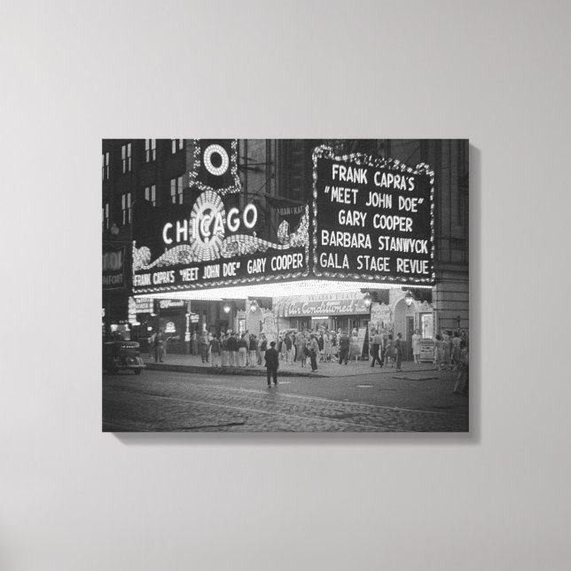 The Chicago Theatre at Night, 1941 Canvas Print (Front)
