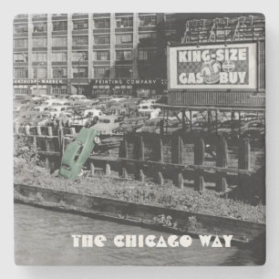 THE CHICAGO WAY ANGRY MOTORIST COLORSPLASH ANTIQUE STONE COASTER