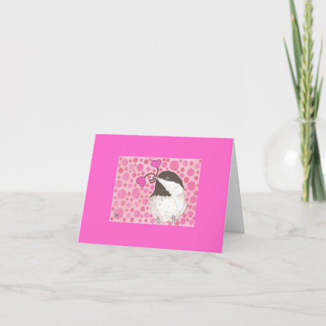 The Chickadee's Valentine Note Card (Front)