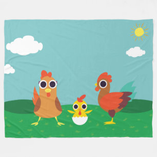 The Chicken Family at Daytime Fleece Blanket