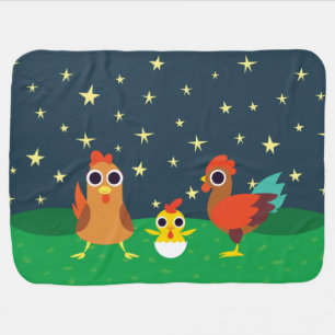 The Chicken Family at Night Baby Blanket