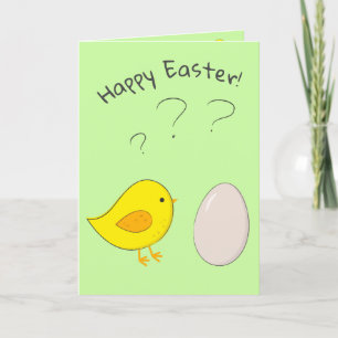The chicken or the egg cute Easter cartoon Holiday Card
