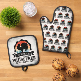 The Chicken Whisperer Funny Oven Mitt & Pot Holder Set