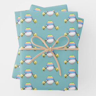 The chickens paint a beautiful Easter egg Wrapping Paper Sheet