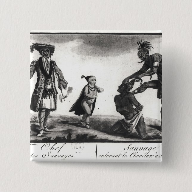 The Chief of the Savages Scalping his Enemy 2 Inch Square Button (Front)