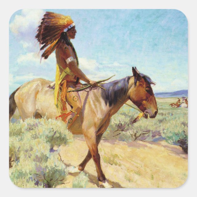 “The Chief” Western Art by W Herbert Dunton Square Sticker (Front)