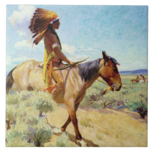 “The Chief” Western Art by W Herbert Dunton Tile