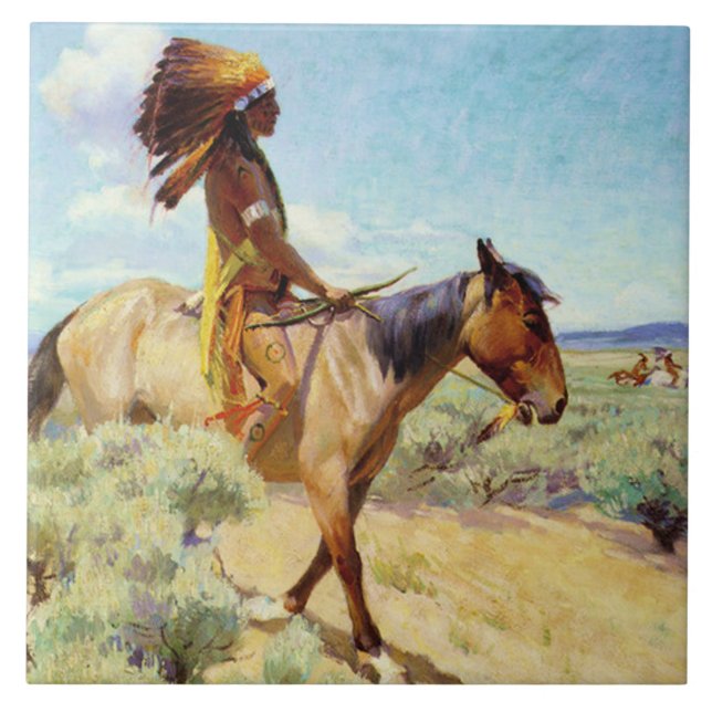 “The Chief” Western Art by W Herbert Dunton Tile (Front)