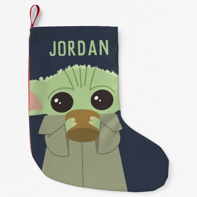 The Child | Holding Cup Small Christmas Stocking (Front)