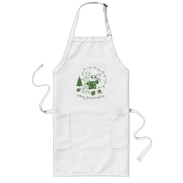 The Child | Merry Force be with You - Green Long Apron (Front)