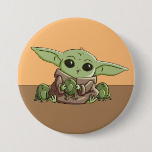 The Child Playing With Frogs Sketch Art 3 Inch Round Button