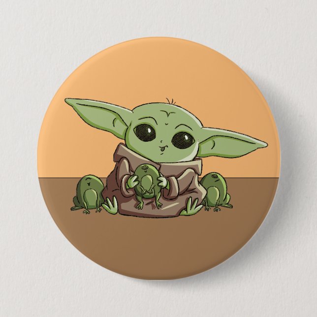 The Child Playing With Frogs Sketch Art 3 Inch Round Button (Front)