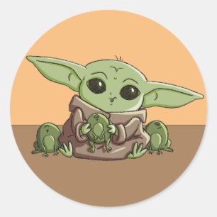 The Child Playing With Frogs Sketch Art Classic Round Sticker