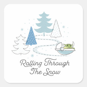 The Child   Rolling Through the Snow Square Sticker