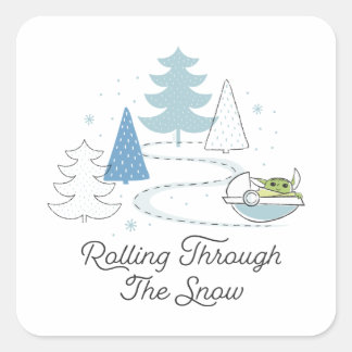 The Child | Rolling Through the Snow Square Sticker