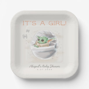 The Child Watercolor Girl Baby Shower Paper Plate