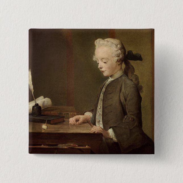 The Child with a Teetotum 2 Inch Square Button (Front)