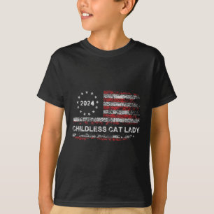 The Childless Cat Lady 2024 For President Us Flag T-Shirt