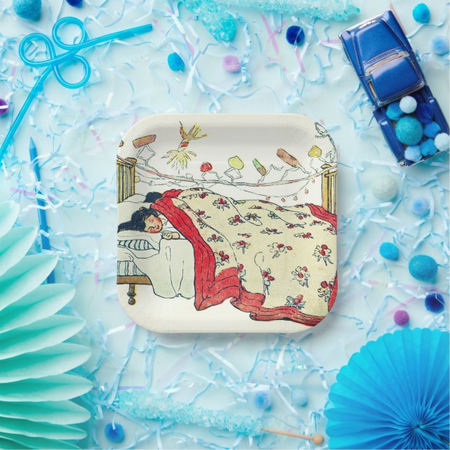 The children were nestled all snug in their beds   paper plate (Party)