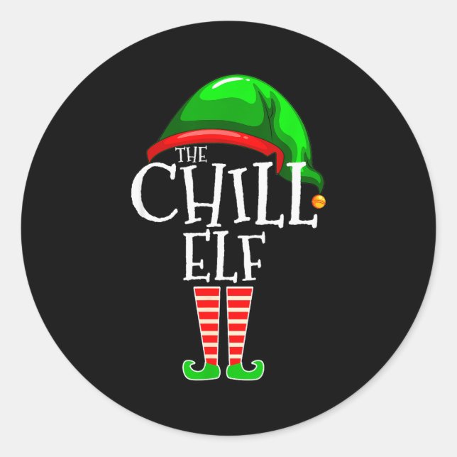 The Chill Elf Family Matching Group Christmas Gift Classic Round Sticker (Front)