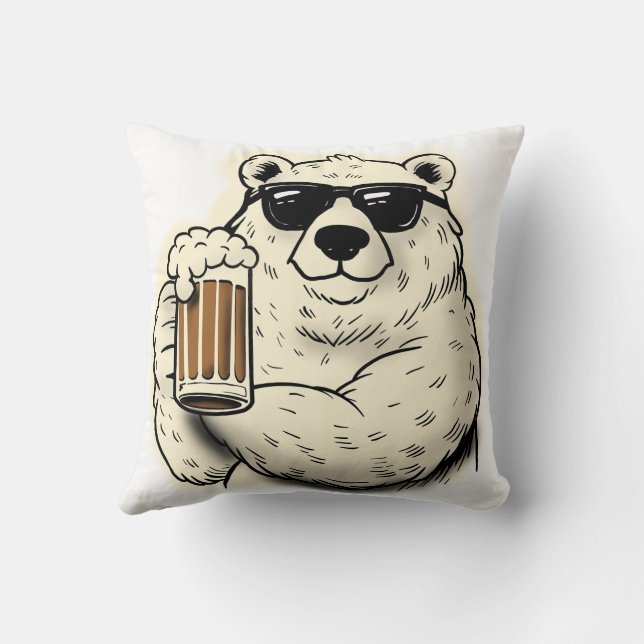 The Chill Polar Bear  Throw Pillow (Back)