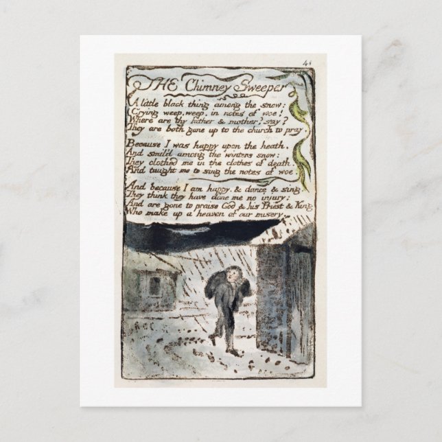 'The Chimney Sweeper', plate 41 (Bentley 37) from Postcard (Front)