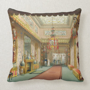 The Chinese Gallery, from 'Views of the Royal Pavi Throw Pillow