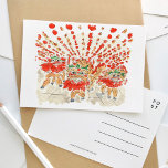 The Chinese Lion Dance Watercolor Postcard<br><div class="desc">A beautifully painted watercolor postcard featuring The Chinese lion dance,  celebrating joy and happiness.</div>