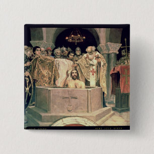 The Christening of Grand Duke Vladimir , 1885-96 2 Inch Square Button
