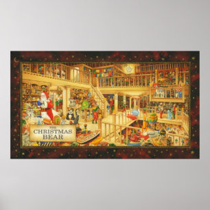 The Christmas Bear Santa Claus Kids Toy Storeroom Poster