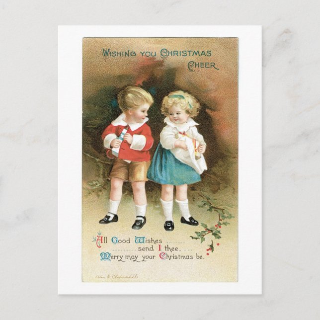The Christmas Cheer Children Holiday Postcard (Front)
