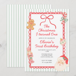 The Christmas I turned one 1st birthday Invitation
