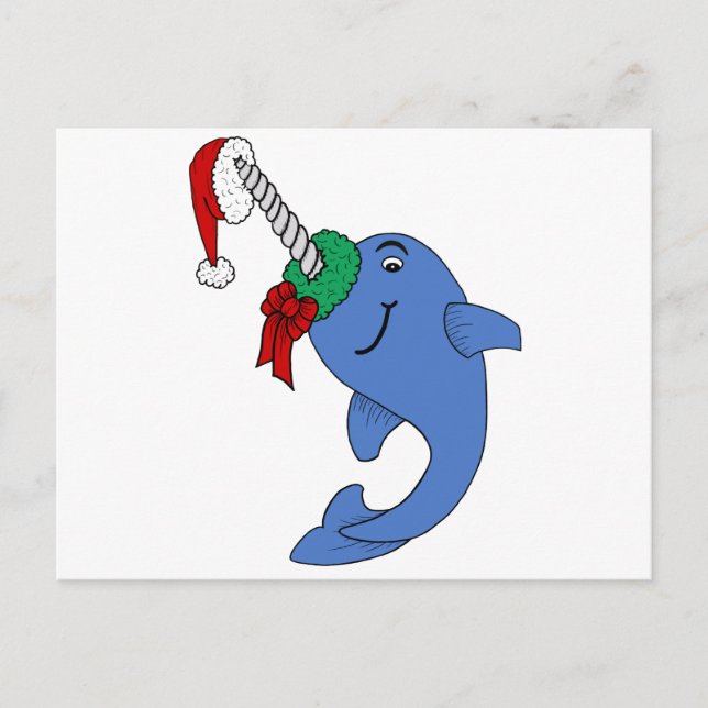 The Christmas Narwhal Holiday Postcard (Front)