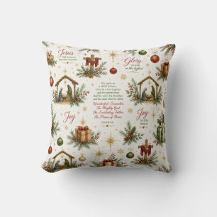 The Christmas Nativity Remembering the Birth of Throw Pillow