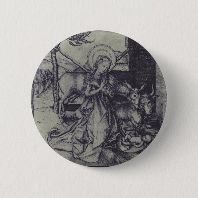 The Christmas Nativity Stark Ink Art 2 Inch Round Button (Front)
