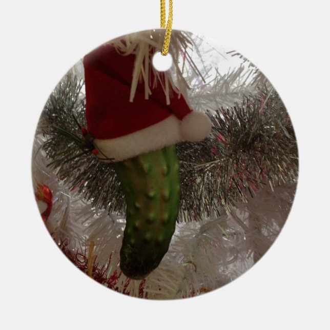 The Christmas Pickle Ceramic Ornament (Front)