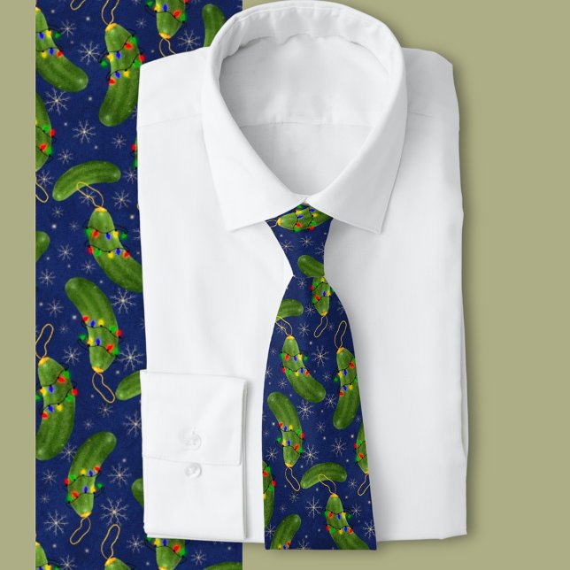 The Christmas pickle  Tie (Fun novelty Christmas pickle festive pattern)