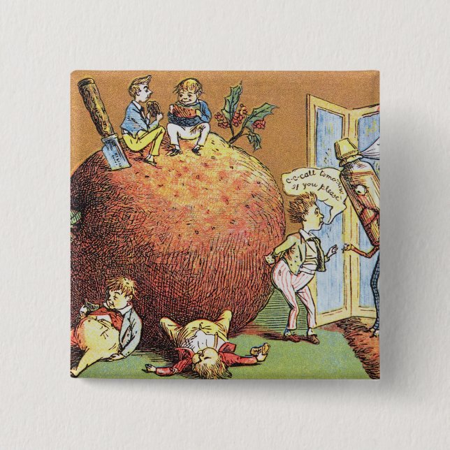 The Christmas Pudding 2 Inch Square Button (Front)