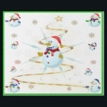 The Christmas Snowman - Wrapping Paper<br><div class="desc">This design features a white and blue snowflake,  a golden tree,  coloured snowflakes and lots of snowmen dressed for a cold Christmas season. A green border was added. This Christmas wrapping paper is available in assorted styles,  colours and sizes.</div>