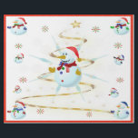 The Christmas Snowman - Wrapping Paper<br><div class="desc">This design features a white and blue snowflake, a golden tree, coloured snowflakes and lots of snowmen dressed for a cold Christmas season. A red border was added. This Christmas wrapping paper is available in assorted styles, colours and sizes.</div>