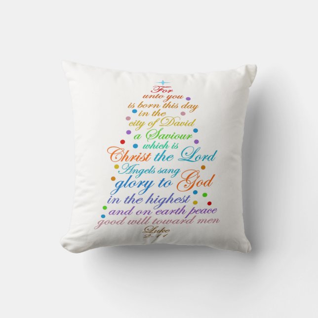 The Christmas Story Bible Verse Throw Pillow (Front)