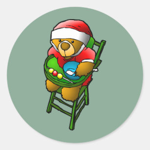 The Christmas teddy bear Classic Round Sticker